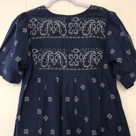 Vintage Styled by Saybury Navy Blue Paisley Mumu Dress Cotton Size Medium - Picture 5 of 11